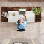 Grand bureau de direction de 160 cm avec étagère de rangement pour bureau à domicile, marron rustique et noir