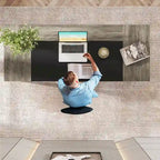 Grand bureau de direction de 160 cm avec étagère de rangement pour bureau à domicile, marron rustique et noir