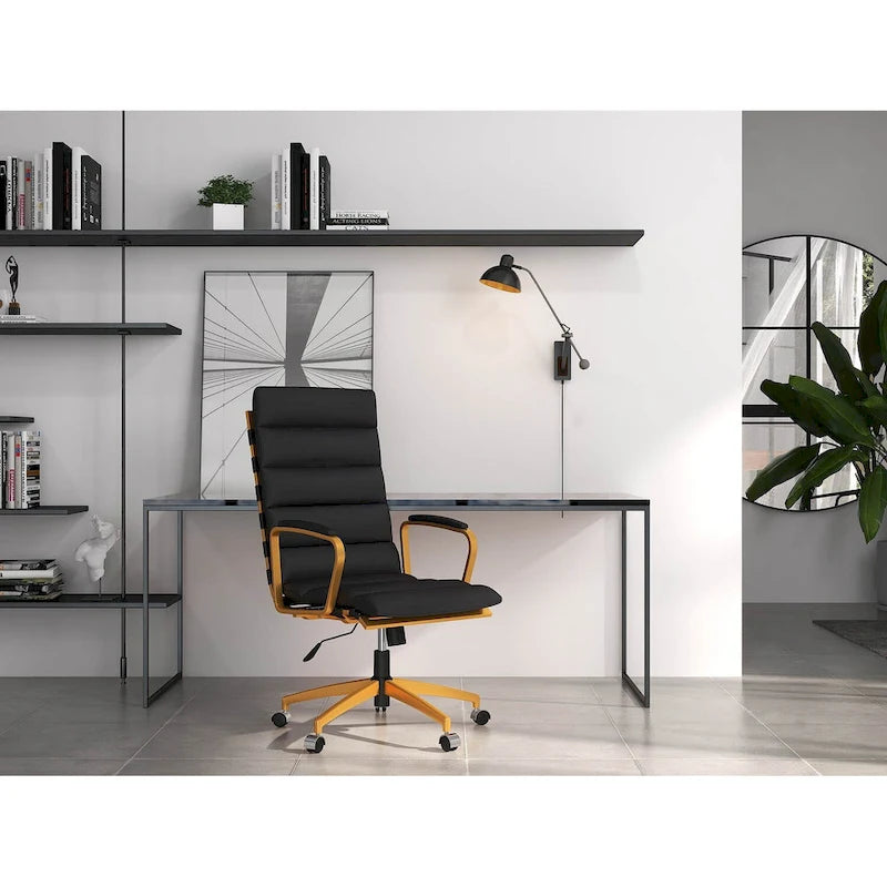 Chaise de bureau LUXMOD en similicuir, structure dorée, réglable et pivotante