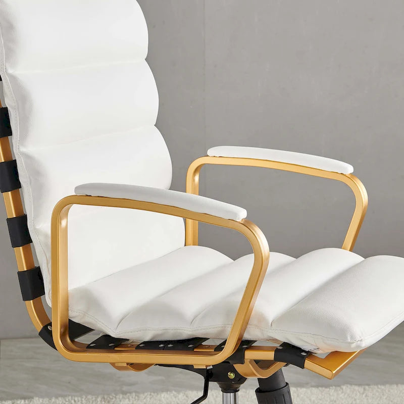 Chaise de bureau LUXMOD en similicuir, structure dorée, réglable et pivotante