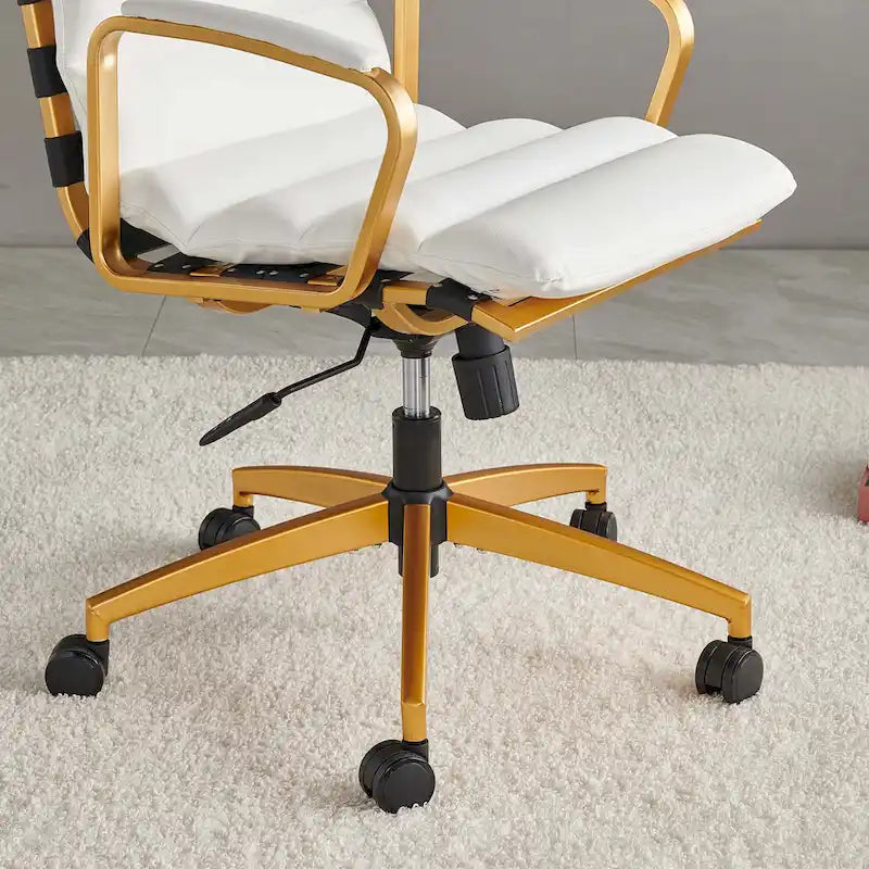 Chaise de bureau LUXMOD en similicuir, structure dorée, réglable et pivotante