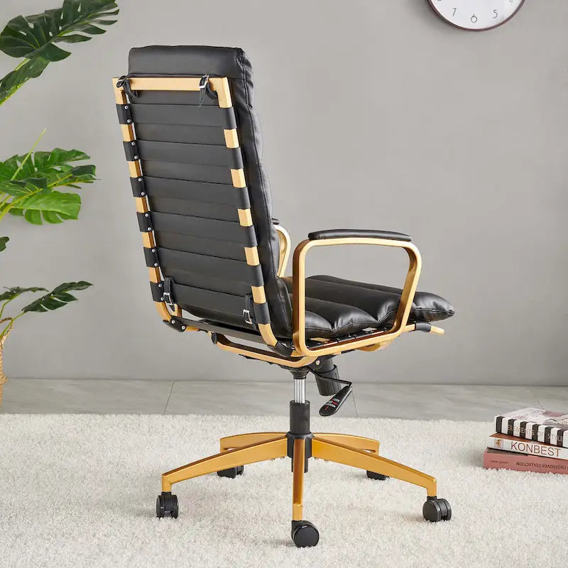 Chaise de bureau LUXMOD en similicuir, structure dorée, réglable et pivotante