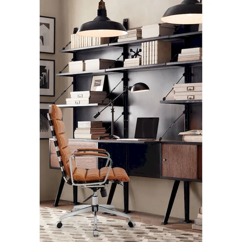 Chaise de bureau LUXMOD en similicuir, structure dorée, réglable et pivotante