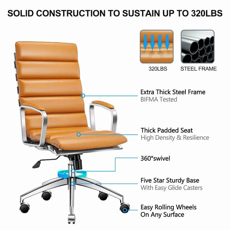 Chaise de bureau LUXMOD en similicuir, structure dorée, réglable et pivotante