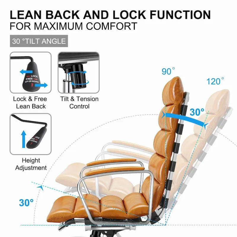 Chaise de bureau LUXMOD en similicuir, structure dorée, réglable et pivotante