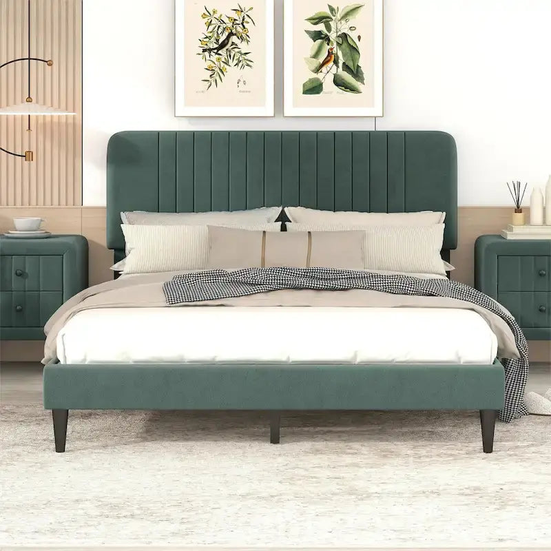 Queen Size Upholstered Platform Bed