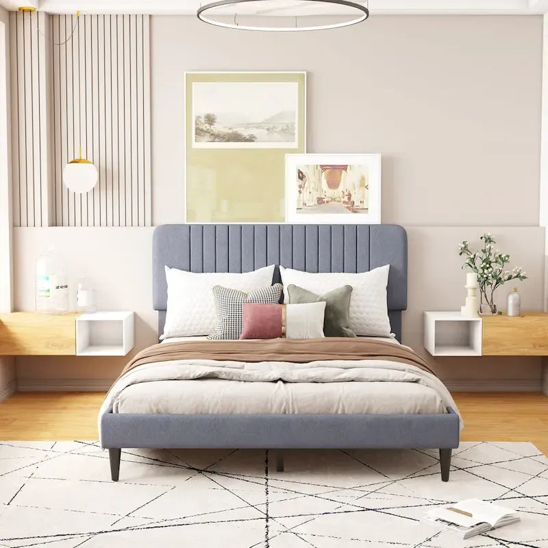 Lit plateforme rembourré Queen Size
