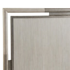 Ensemble de chambre à coucher Roundhill Furniture Mantalia en bois massif, comprenant un lit à panneaux, une commode, un miroir, deux tables de chevet, une commode haute et un banc, couleur champagne.