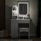 Coiffeuse de 80 cm de large avec tabouret et miroir lumineux tactile - 80 cm de large