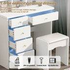 Coiffeuse de 80 cm de large avec tabouret et miroir lumineux tactile - 80 cm de large