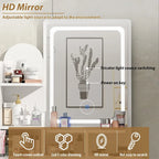 Coiffeuse de 80 cm de large avec tabouret et miroir lumineux tactile - 80 cm de large