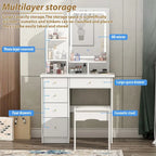 Coiffeuse de 80 cm de large avec tabouret et miroir lumineux tactile - 80 cm de large