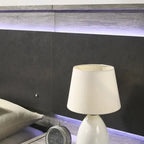 Lit mural LED Lenca de Roundhill Furniture avec tables de chevet, commode et miroir - Gris vieilli