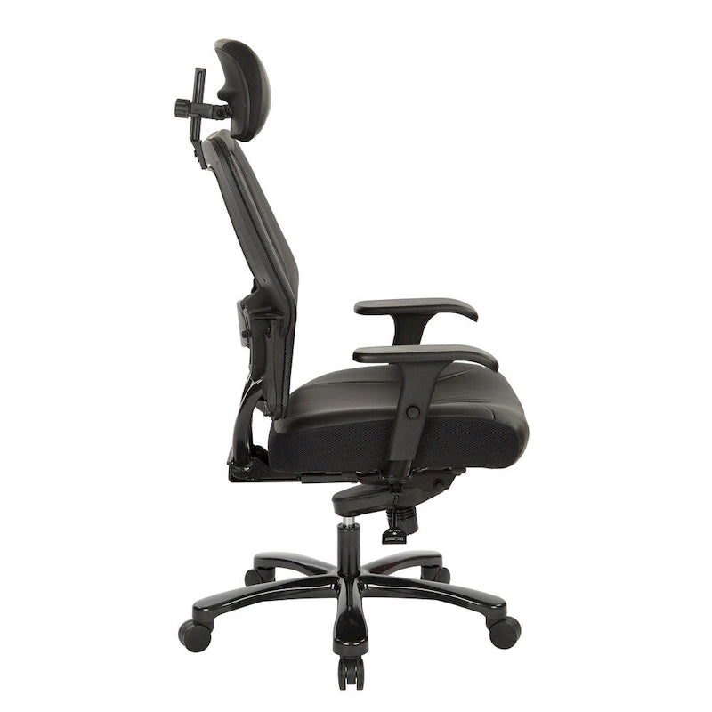 Fauteuil de direction grande taille en cuir reconstitué noir