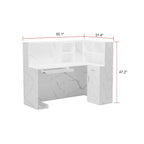 Bureau d'accueil fonctionnel en forme de L, comptoir de réception