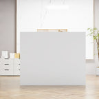 Bureau d'accueil fonctionnel en forme de L, comptoir de réception