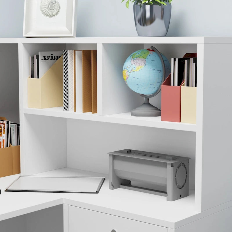 Bureau d'accueil fonctionnel en forme de L, comptoir de réception