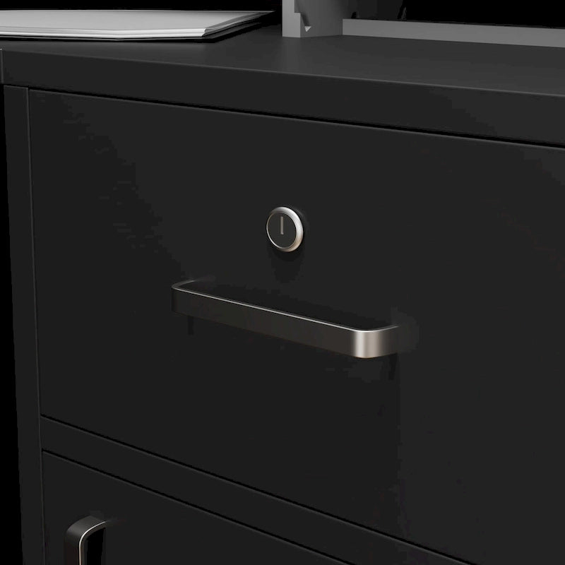 Bureau d'accueil fonctionnel en forme de L, comptoir de réception