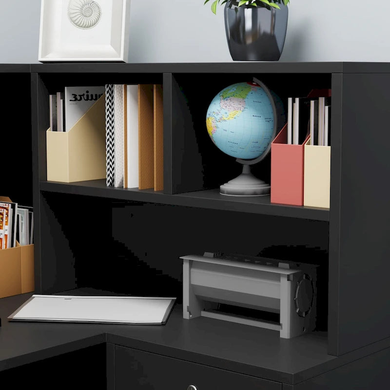 Bureau d'accueil fonctionnel en forme de L, comptoir de réception