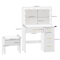 35.4 Mirror Makeup Vanity Table with Stool and Light Bulb - 35.4L x 15.7W x 53.5H