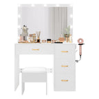 Coiffeuse avec miroir, tabouret et ampoule - 35,4 cm (L) x 15,7 cm (l) x 53,5 cm (H)