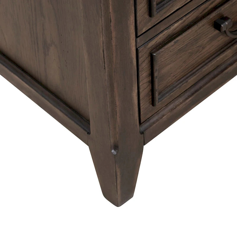 Table de chevet Paradise Valley Saddle Brown avec station de recharge