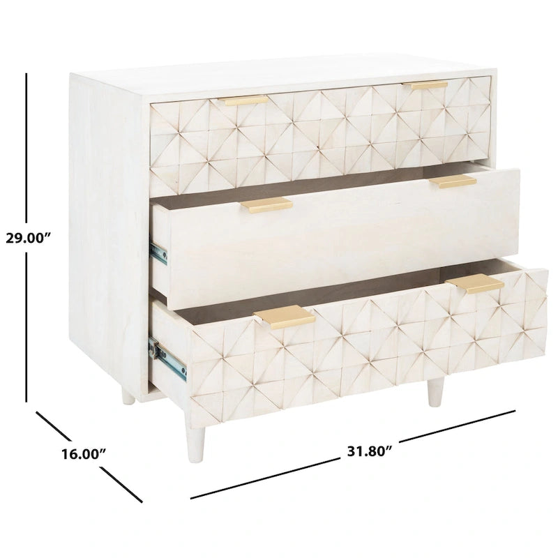 Commode de chambre à coucher SAFAVIEH Cena à 3 tiroirs
