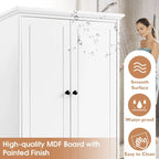 Meuble de rangement à 2 portes et 4 tiroirs pour salle de bain, étagère réglable, panneau MDF finition peinte