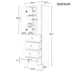 Meuble de rangement à 2 portes et 4 tiroirs pour salle de bain, étagère réglable, panneau MDF finition peinte