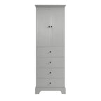 Meuble de rangement à 2 portes et 4 tiroirs pour salle de bain, étagère réglable, panneau MDF finition peinte