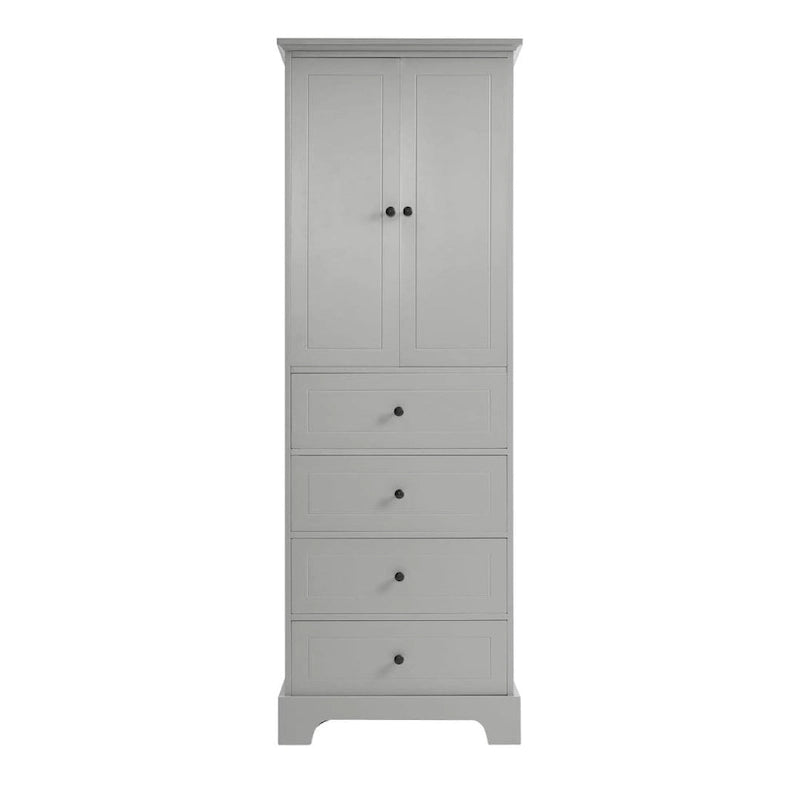 Meuble de rangement à 2 portes et 4 tiroirs pour salle de bain, étagère réglable, panneau MDF finition peinte
