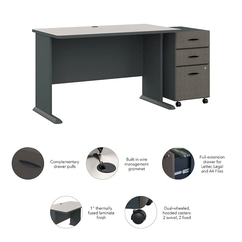 Bureau Série A 48W avec caisson mobile de Bush Business Furniture