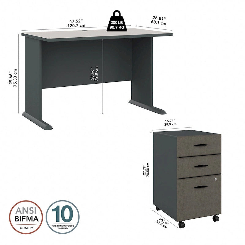 Bureau Série A 48W avec caisson mobile de Bush Business Furniture