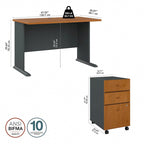 Bureau Série A 48W avec caisson mobile de Bush Business Furniture