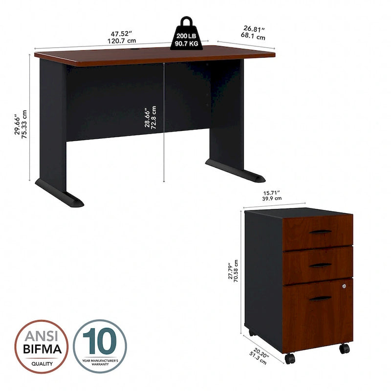 Bureau Série A 48W avec caisson mobile de Bush Business Furniture