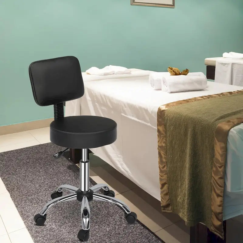Tabouret de salon pivotant à roulettes avec dossier et repose-pieds, pour chaise de dessinateur.