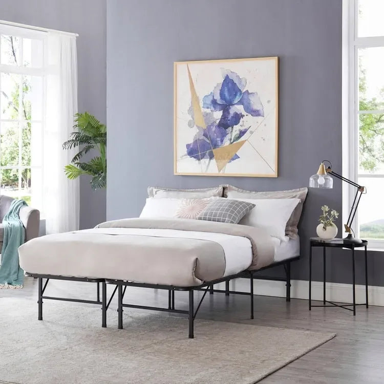 14 Cadre de lit pliable en métal avec sommier de rechange