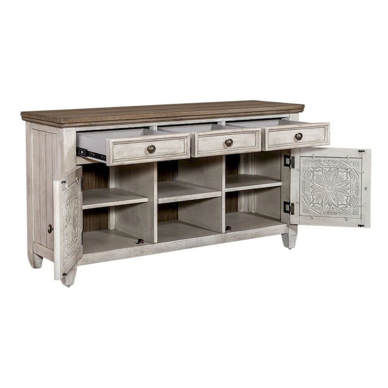 Meuble TV en carrelage blanc antique tabac Heartland de 56 pouces
