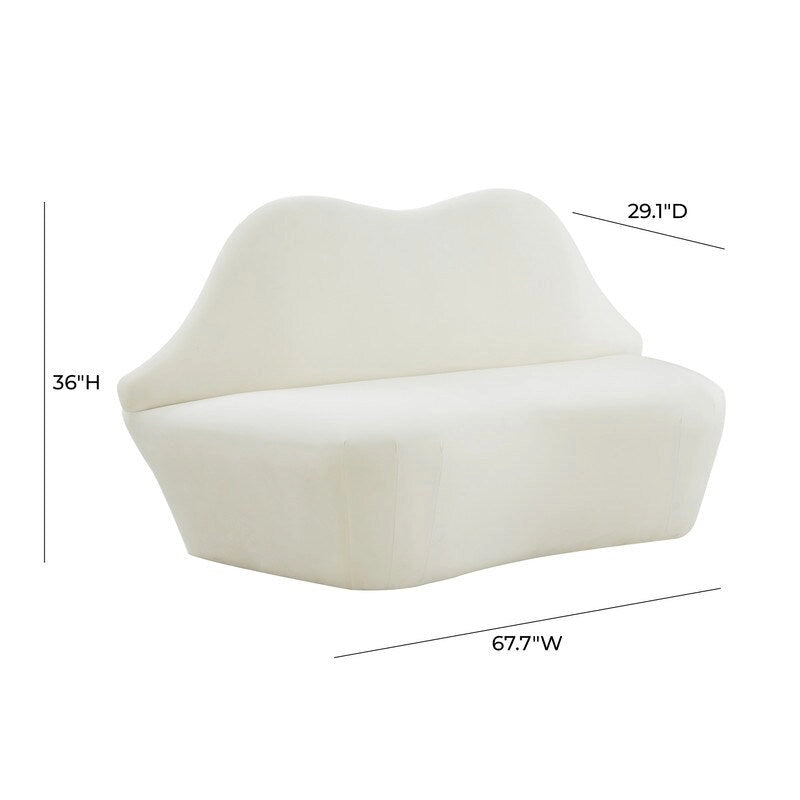 Canapé Lips Velvet - 67,7 cm (L) x 29,1 cm (P) x 36 cm (H)