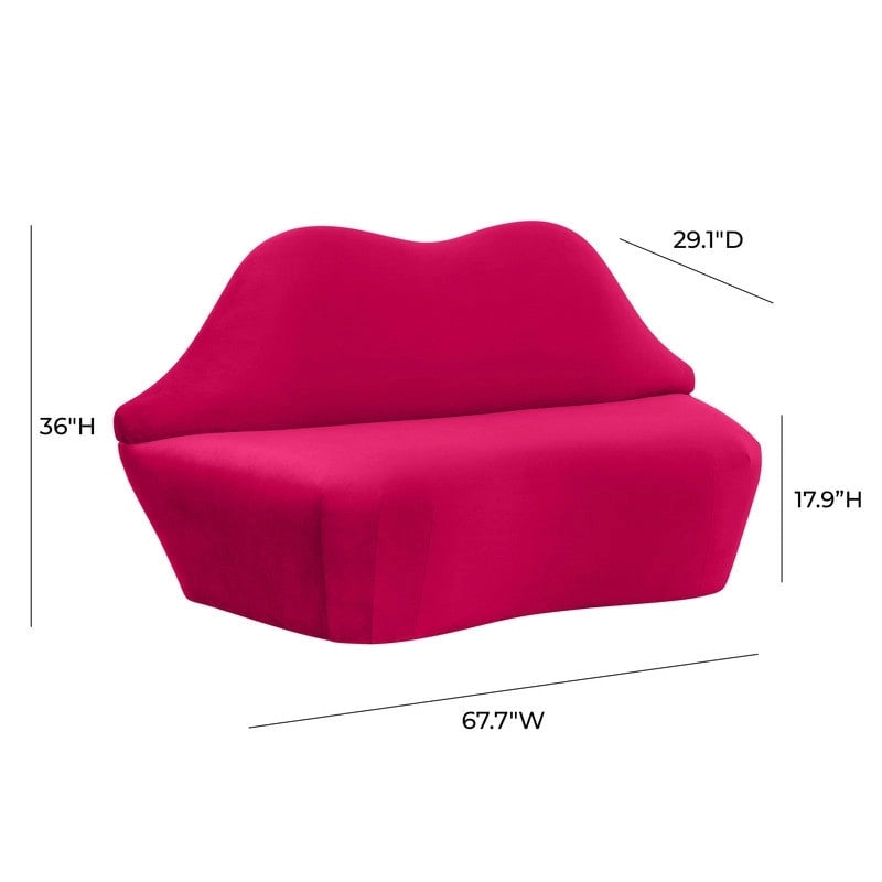 Canapé Lips Velvet - 67,7 cm (L) x 29,1 cm (P) x 36 cm (H)