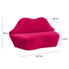 Canapé Lips Velvet - 67,7 cm (L) x 29,1 cm (P) x 36 cm (H)