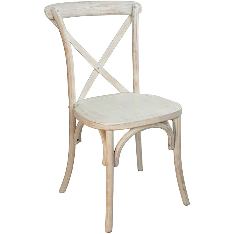 Chaises de salle à manger empilables modernes en bois massif avec dossier croisé (lot de 2)