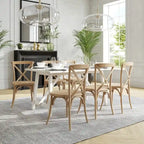 Chaises de salle à manger empilables modernes en bois massif avec dossier croisé (lot de 2)