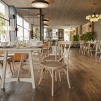 Chaises de salle à manger empilables modernes en bois massif avec dossier croisé (lot de 2)