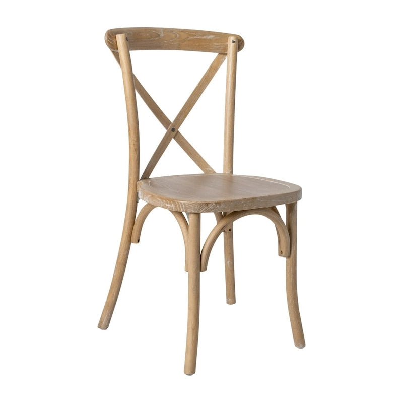 Chaises de salle à manger empilables modernes en bois massif avec dossier croisé (lot de 2)