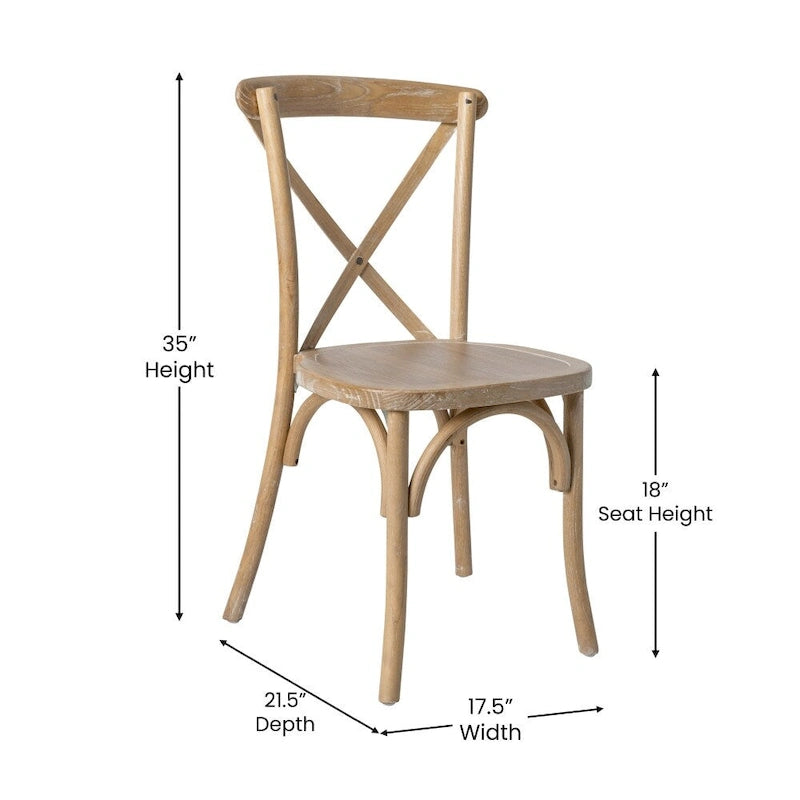 Chaises de salle à manger empilables modernes en bois massif avec dossier croisé (lot de 2)