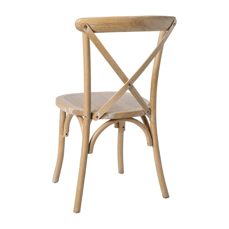 Chaises de salle à manger empilables modernes en bois massif avec dossier croisé (lot de 2)