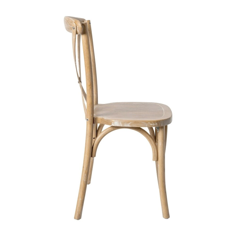 Chaises de salle à manger empilables modernes en bois massif avec dossier croisé (lot de 2)