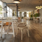 Chaises de salle à manger empilables modernes en bois massif avec dossier croisé (lot de 2)