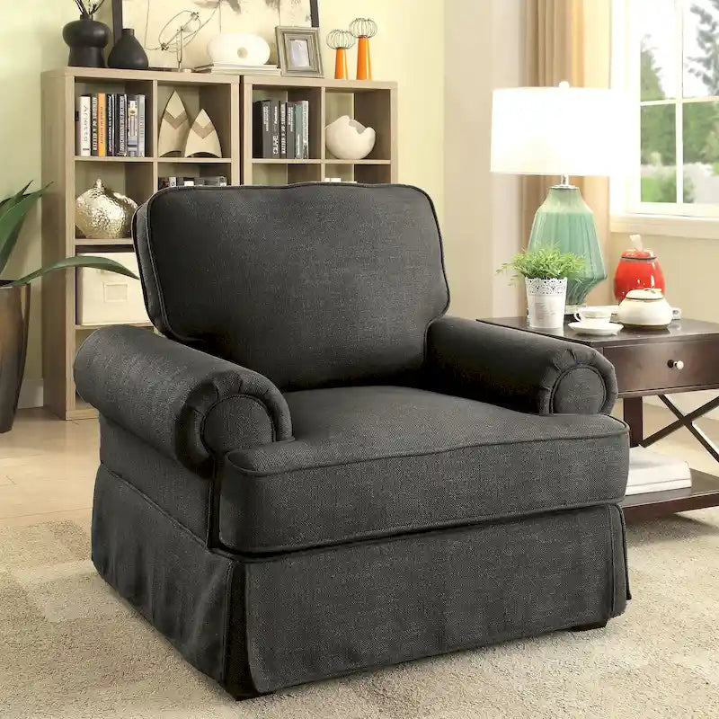 Fauteuil d'appoint rembourré en lin Cupa Transitional de Furniture of America